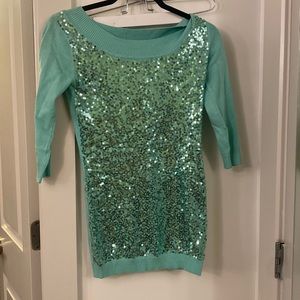 Teal sequin sweater size S